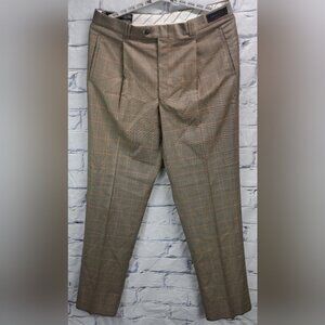 NWT GALA Men's Dress Pants Check Angelico Super 140S Relaxed Fit 38W Unhemmed